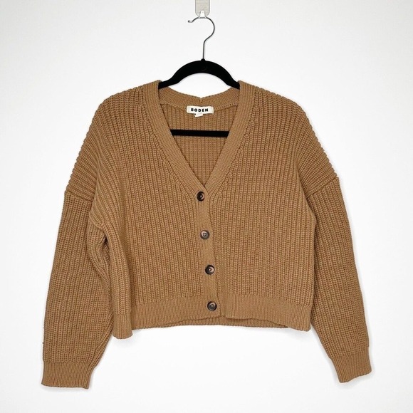 Boden Knit Oversized Ribbed Cardigan Sweater Women's Camel Tan Size Small - Picture 3 of 6